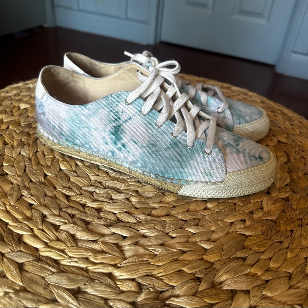 Nicky Hilton x French Sole Amanda Turquoise Tie-Dye 100% Sustainable Sneakers - Picture 2 of 9